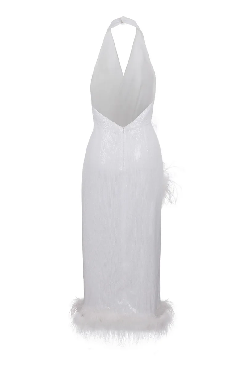 Nocturne  Sequined Feather Boa Mini Dress for Women | Best Price UAE