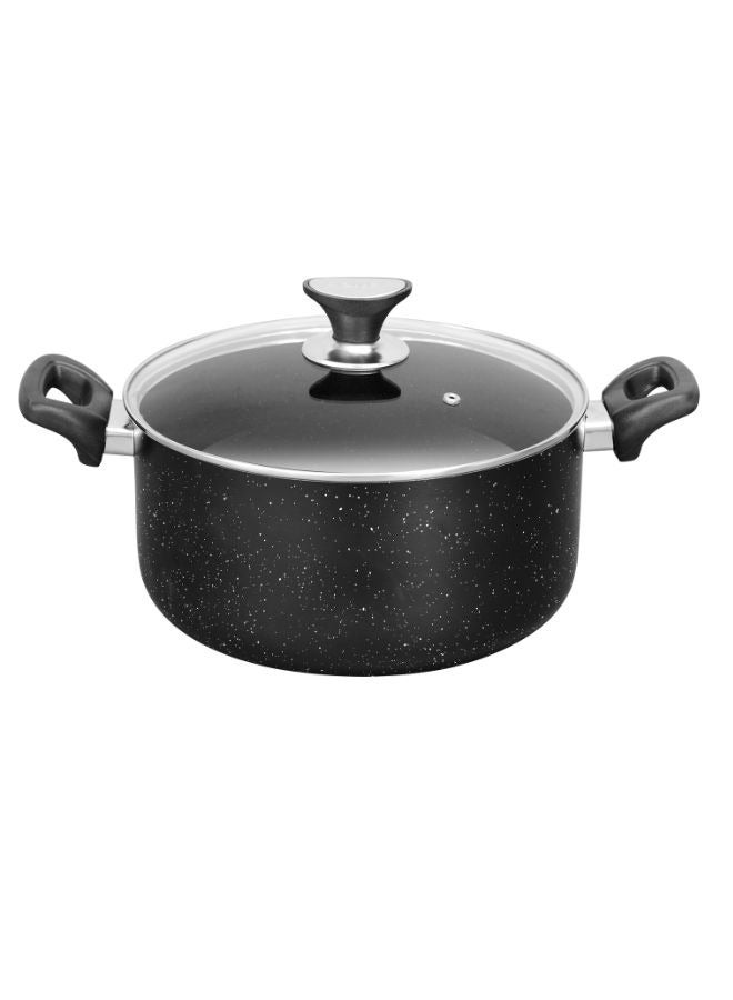 Sonex Casserole Black Granite, Premium Cookware, Even Heating, Tempered Glass Lid, High Quality Aluminum, Non-Stick Coating , Bakelite Heat Resistant Handle, Easy to Clean, Small Size 22 Cm & 3.5 Ltr - Image 2