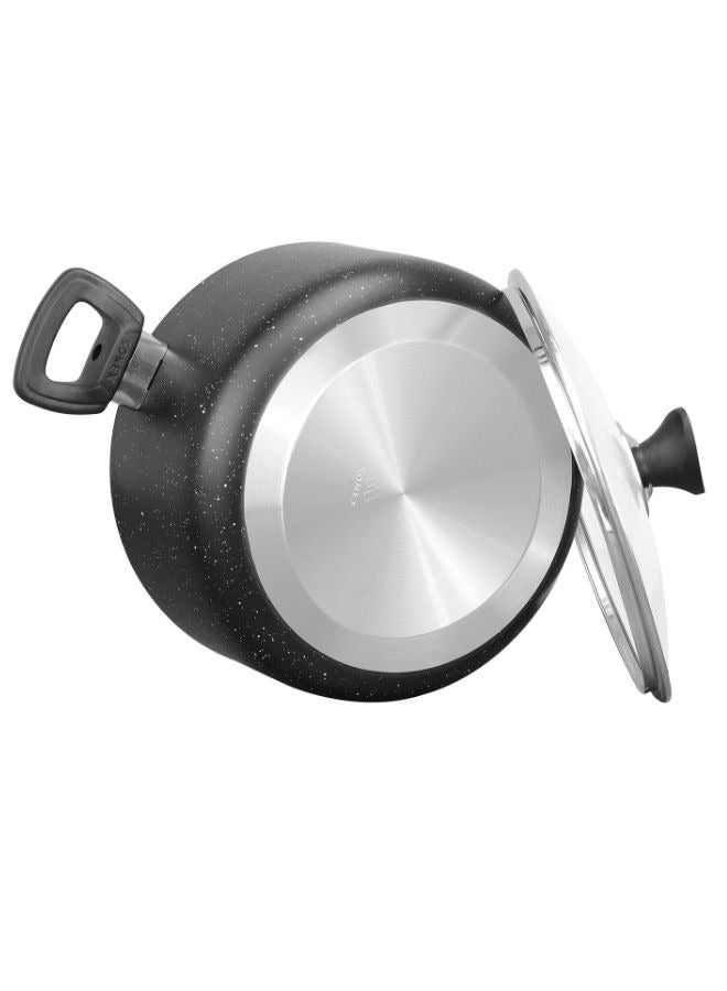 Sonex Casserole Black Granite, Premium Cookware, Even Heating, Tempered Glass Lid, High Quality Aluminum, Non-Stick Coating , Bakelite Heat Resistant Handle, Easy to Clean, Small Size 22 Cm & 3.5 Ltr - Image 4