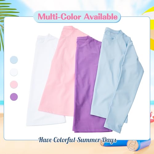 American Trends White Rash Guard Girls Shirt Long Sleeve UV Protection UPF+ 50 Sun Shirts Outdoor Athletic Girls Swim Shirt Sunscreen Swimsuit - White 10-12T - Image 5