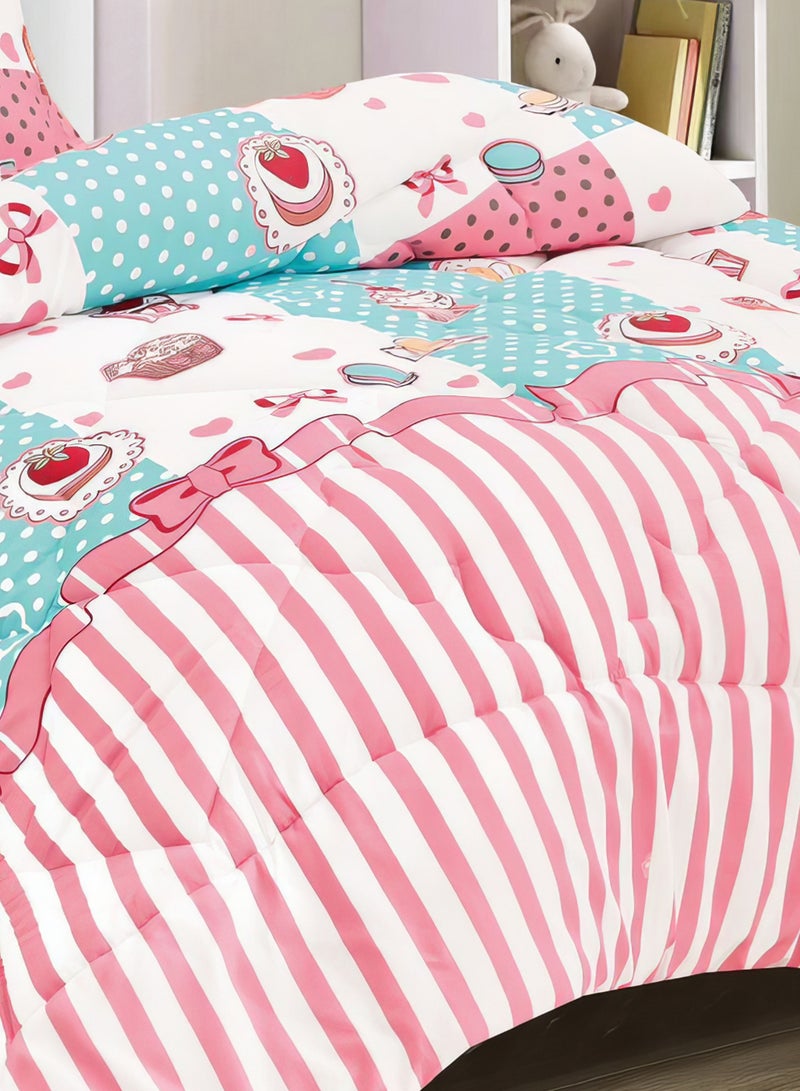 مينجلي طقم لحاف أطفال متوسط ​​الحشو مكون من 3 قطع طقم سرير ذو وجهين مقاس مفرد 170 × 220 سم للأولاد والبنات - Image 4