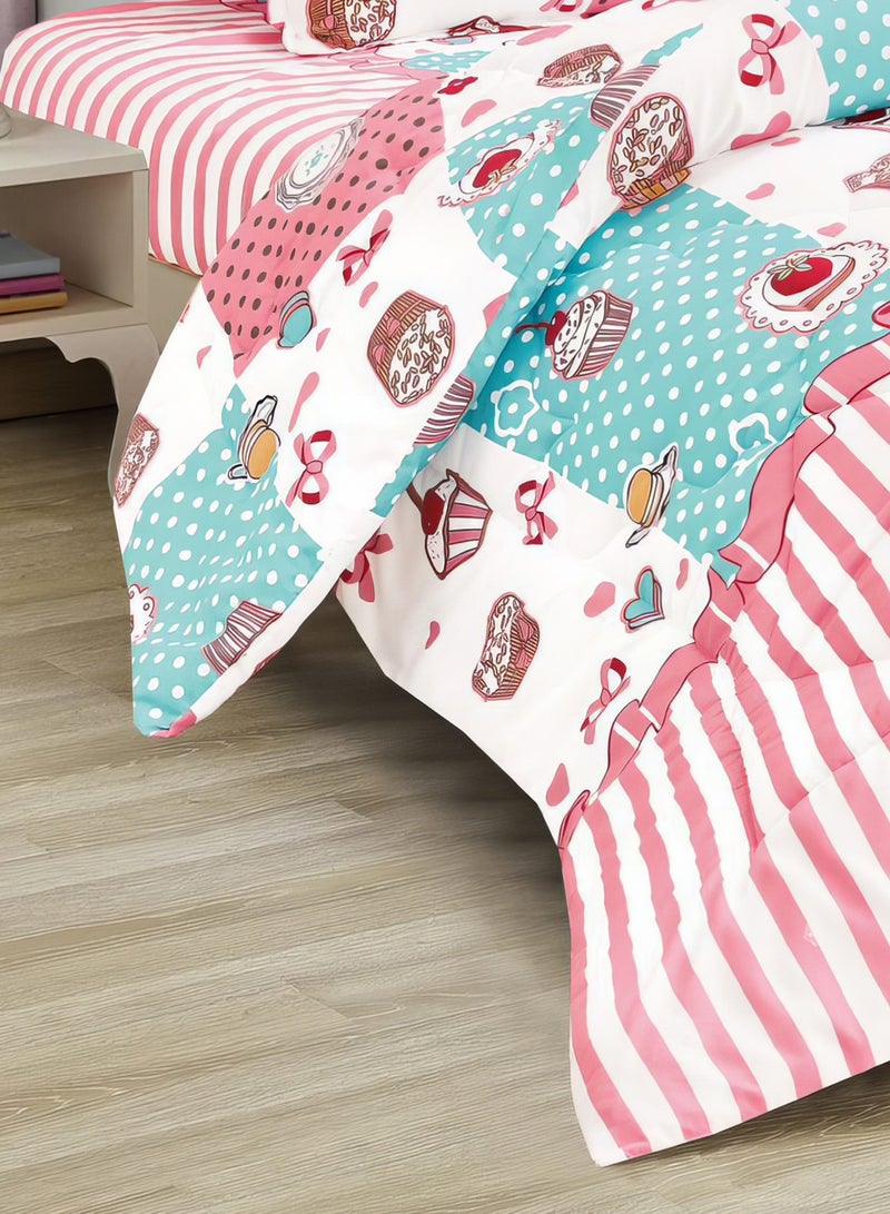 مينجلي طقم لحاف أطفال متوسط ​​الحشو مكون من 3 قطع طقم سرير ذو وجهين مقاس مفرد 170 × 220 سم للأولاد والبنات - Image 3