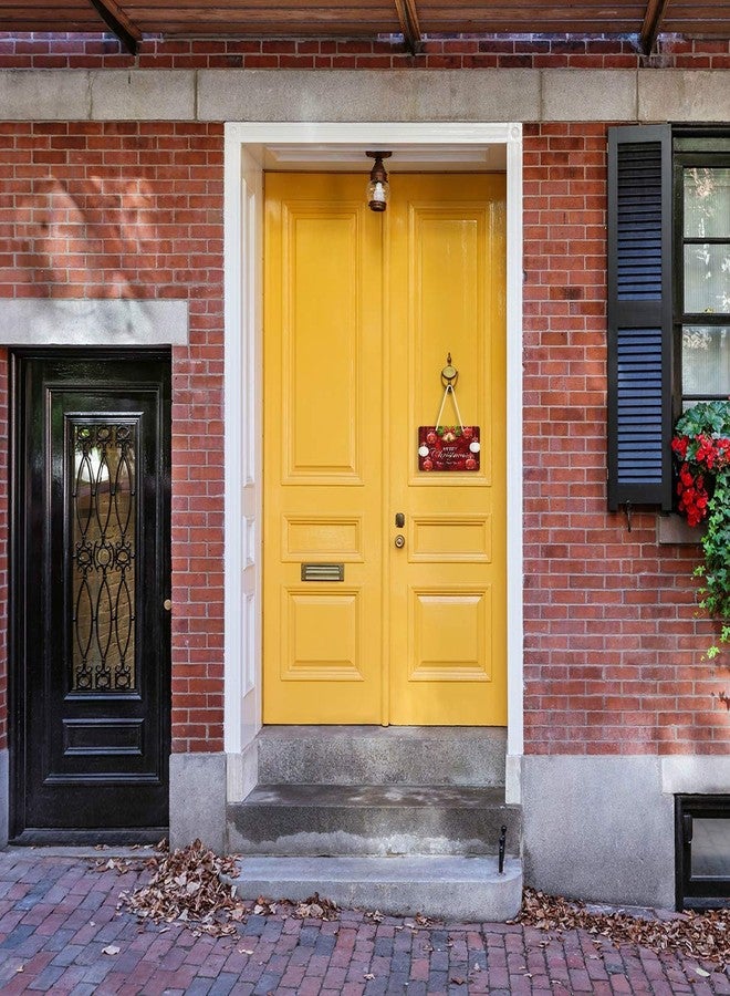 لوحة معلقة على الباب بتصميم كرات عيد الميلاد ورقائق الثلج من Vdsrup، وأجراس ذهبية، وشجرة تنوب مع خيط للتعليق، لوحة جدارية مزخرفة لتزيين باب المنزل الأمامي، مقاس 6 × 11 بوصة - Image 5