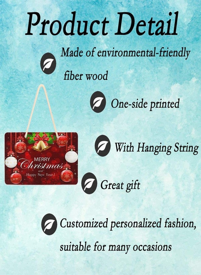 لوحة معلقة على الباب بتصميم كرات عيد الميلاد ورقائق الثلج من Vdsrup، وأجراس ذهبية، وشجرة تنوب مع خيط للتعليق، لوحة جدارية مزخرفة لتزيين باب المنزل الأمامي، مقاس 6 × 11 بوصة - Image 2