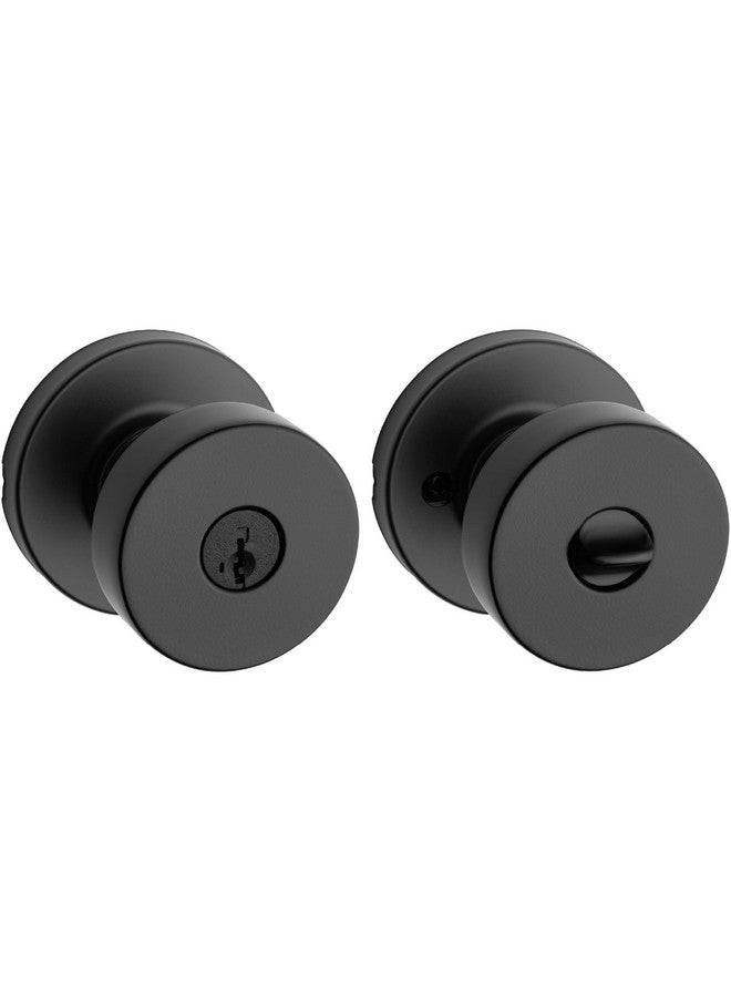 كويكسيت مقبض باب مدخل Kwikset Pismo مع قفل ومفتاح، مقبض خارجي آمن بمفتاح، للمدخل الأمامي وغرفة النوم، أسود غير لامع، مقاوم للكسر، SmartKey Rekey Security وMicroban - Image 1