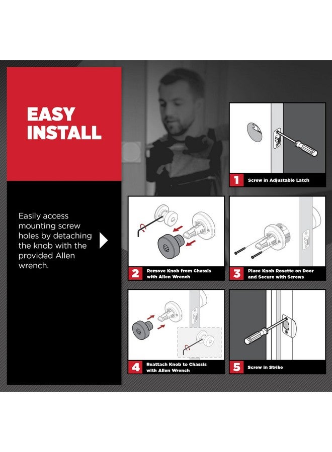 كويكسيت مقبض باب مدخل Kwikset Pismo مع قفل ومفتاح، مقبض خارجي آمن بمفتاح، للمدخل الأمامي وغرفة النوم، أسود غير لامع، مقاوم للكسر، SmartKey Rekey Security وMicroban - Image 5