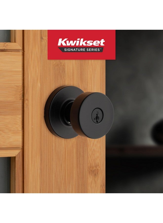 كويكسيت مقبض باب مدخل Kwikset Pismo مع قفل ومفتاح، مقبض خارجي آمن بمفتاح، للمدخل الأمامي وغرفة النوم، أسود غير لامع، مقاوم للكسر، SmartKey Rekey Security وMicroban - Image 2
