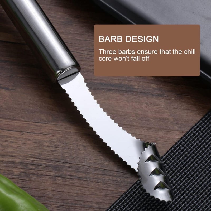 Stadash Stadash 1 Pcs Stainless Steel Pepper Corer Seed Remover Tool Serrated Chili Deseeder for Jalapenos Bell Peppers and Vegetables Kitchen Gadget for Slicing Coring  - Image 5