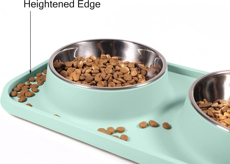 أطباق طعام القطط والكلاب L.D.Dog، أطباق القطط مع حصائر سيليكون غير قابلة للانزلاق والانسكاب مع حامل، أطباق طعام وماء من الفولاذ المقاوم للصدأ قابلة للإزالة للقطط والكلاب الصغيرة جودة مجربة خليج - Image 2