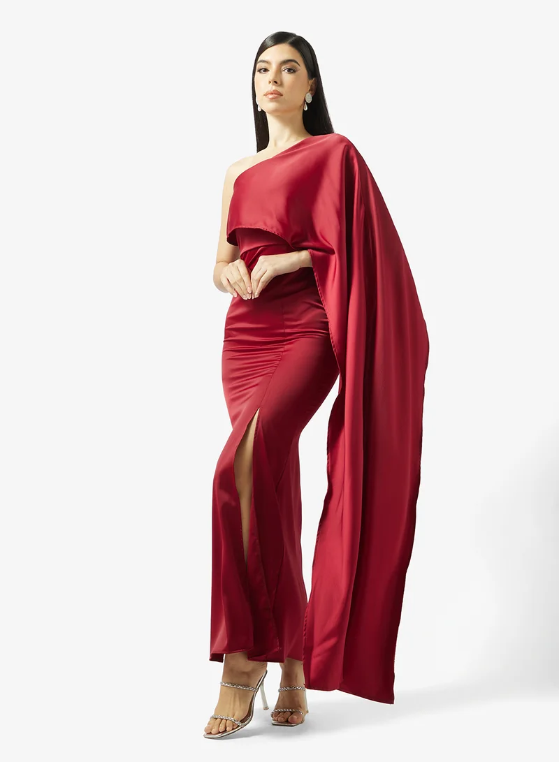 One Shoulder Dress With Trail