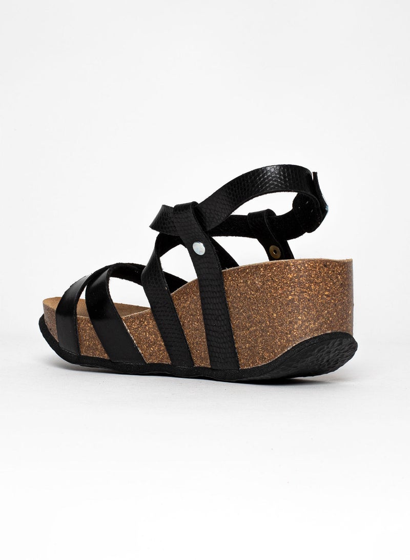 BAYTON Palmas Black Wedge Sandals  - Image 4