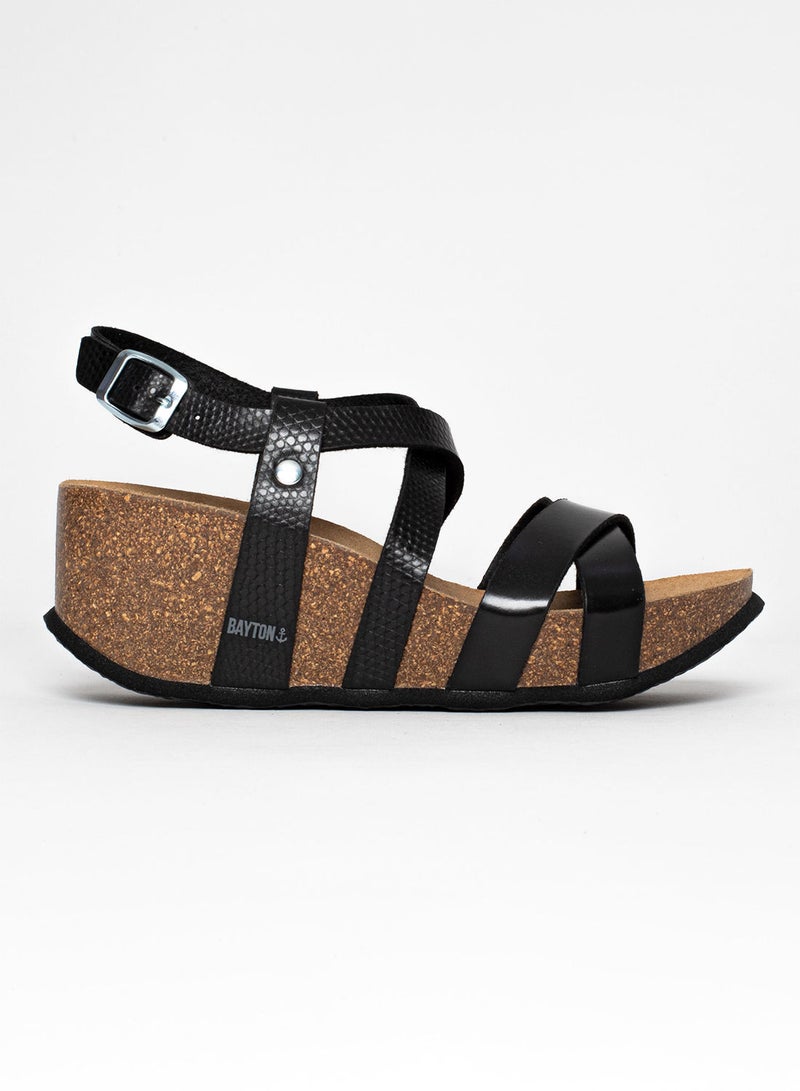 BAYTON Palmas Black Wedge Sandals  - Image 2