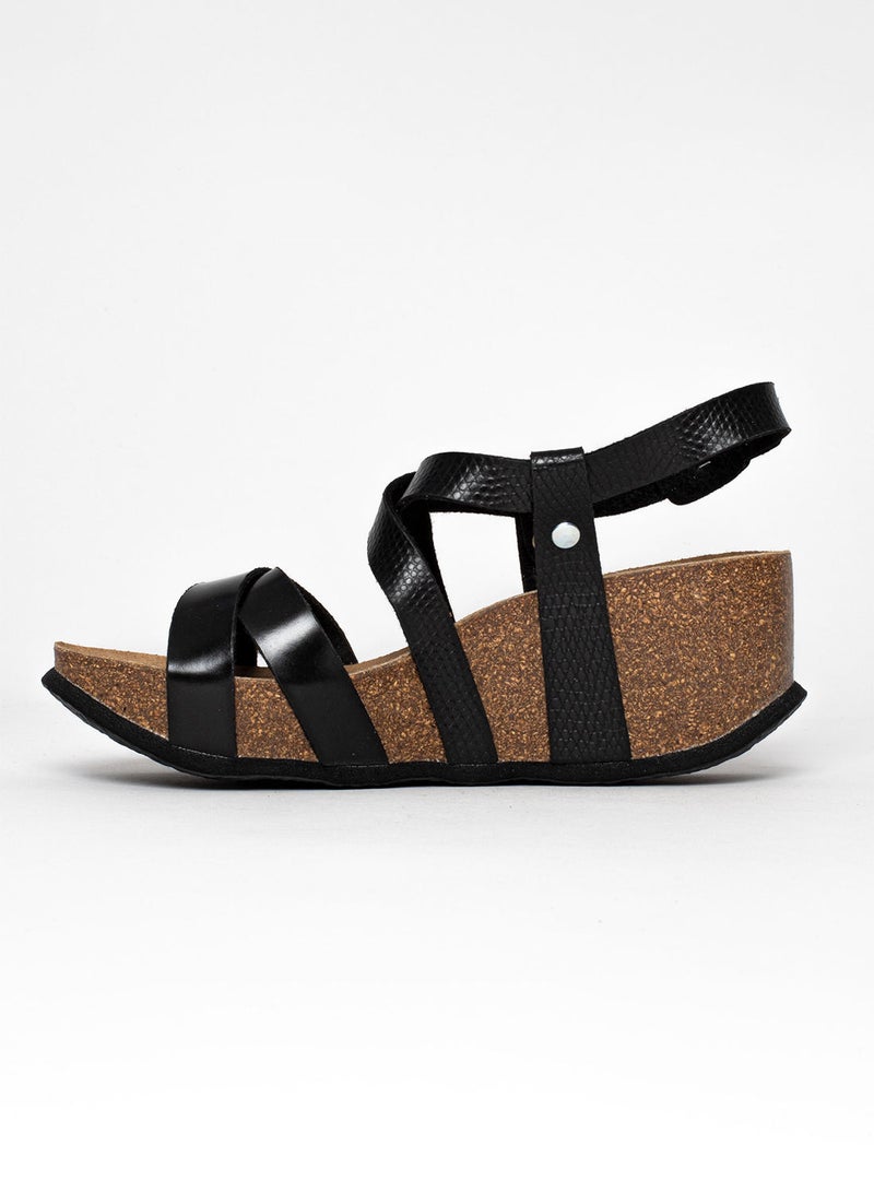 BAYTON Palmas Black Wedge Sandals  - Image 5