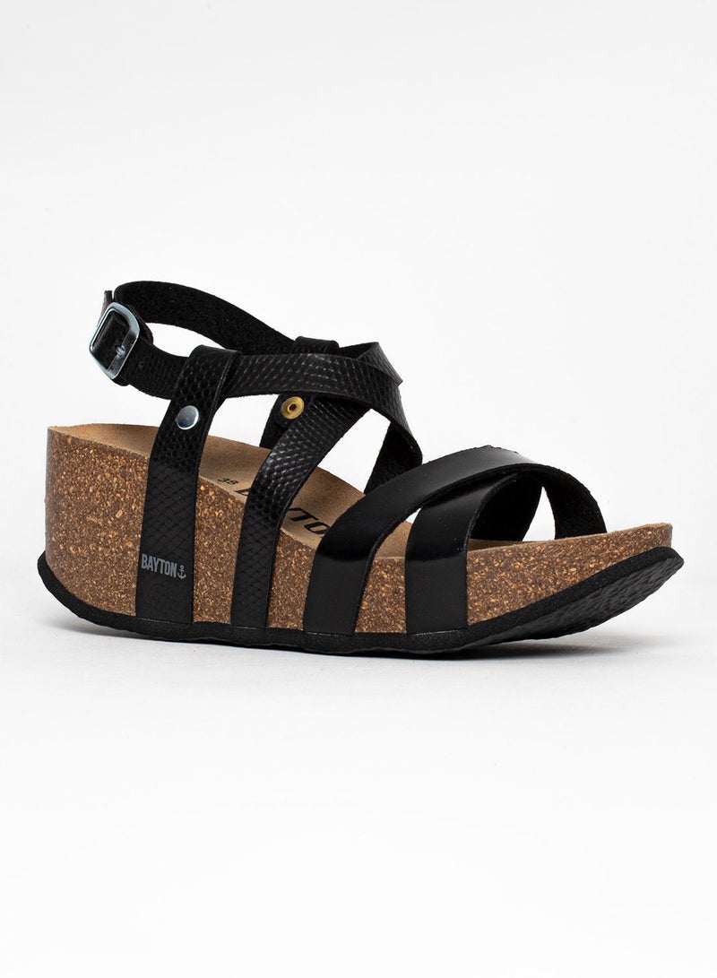 BAYTON Palmas Black Wedge Sandals  - Image 1