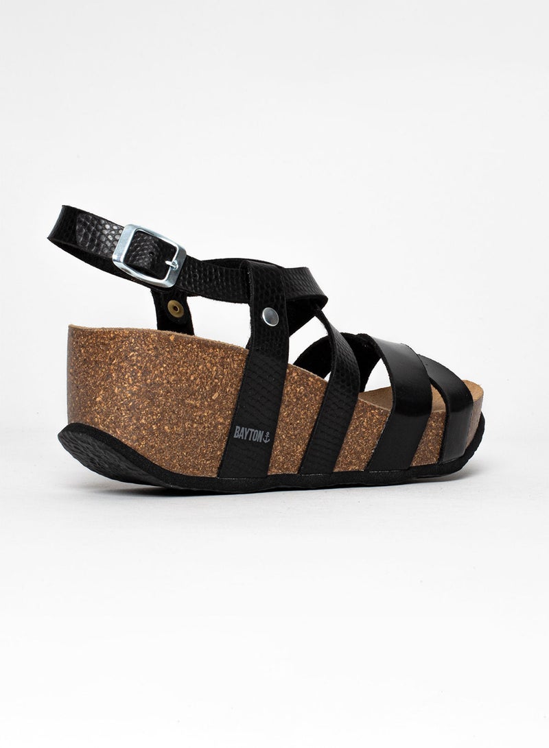BAYTON Palmas Black Wedge Sandals  - Image 3