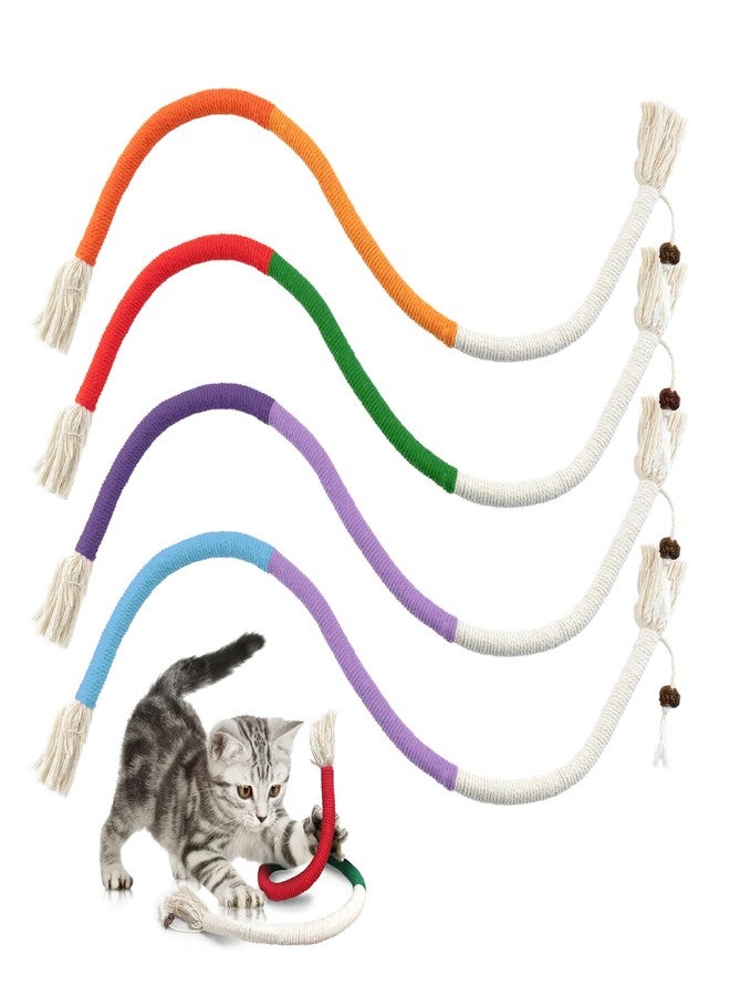 Quacc 4 PCS Cat Chew Toy Bite Ropes with Natural Gall Fruit, Colorful Kitten Chew Rope Interactive Cat Toy Sturdy Chewing Ropes for Cat Teeth Cleaning Stress Release - 27.6" - Image 1