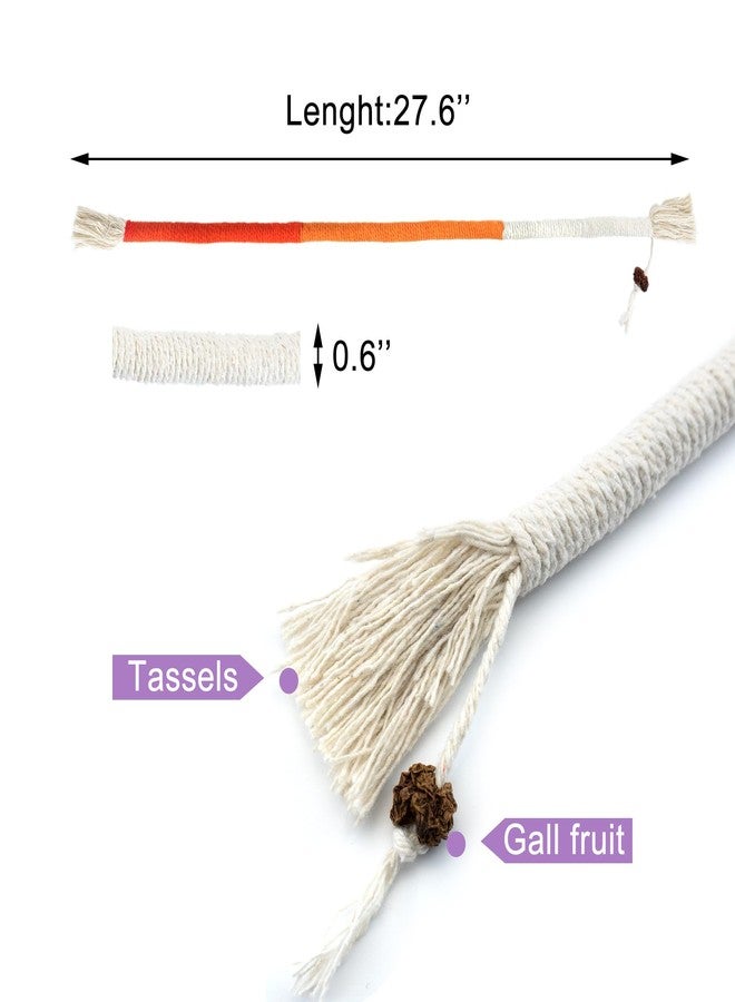 Quacc 4 PCS Cat Chew Toy Bite Ropes with Natural Gall Fruit, Colorful Kitten Chew Rope Interactive Cat Toy Sturdy Chewing Ropes for Cat Teeth Cleaning Stress Release - 27.6" - Image 3