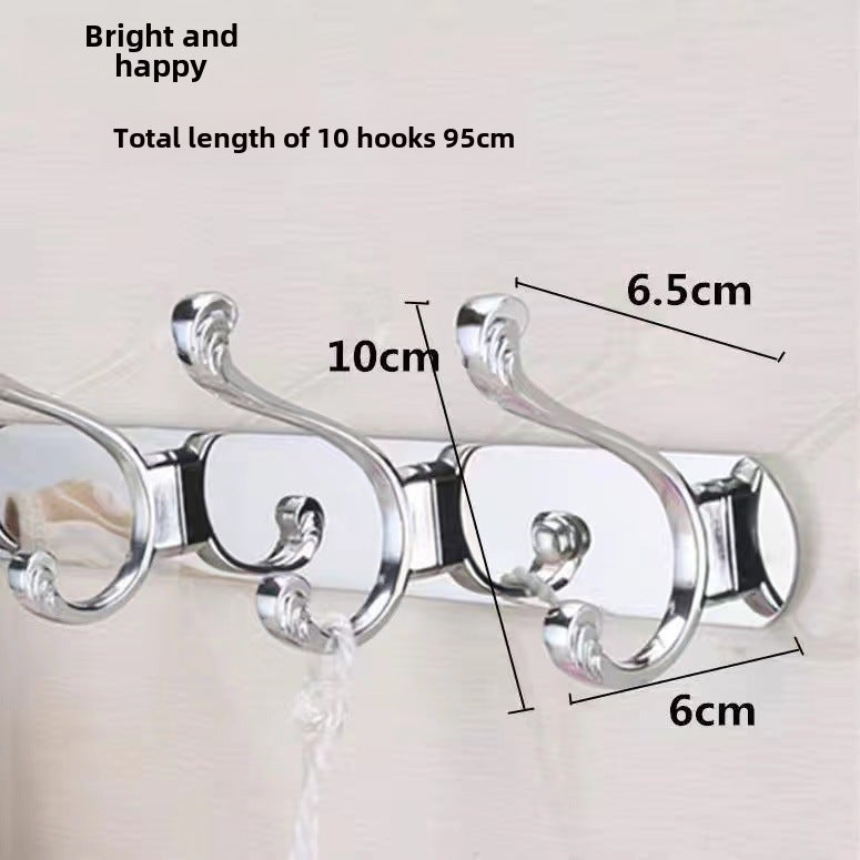 Stainless Steel Wall-Mounted Coat Hooks Light 10 Hook 