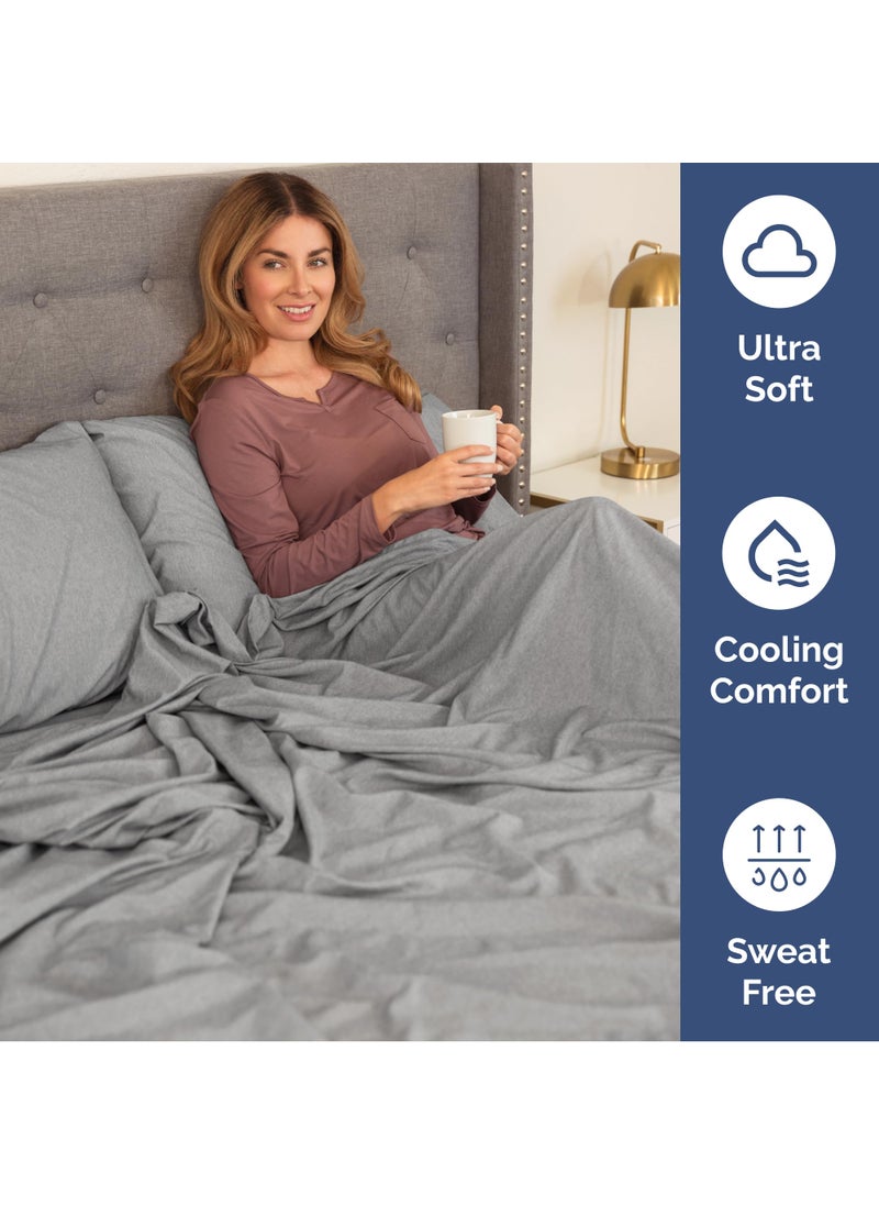 Extra Deep Split King Sheet Set - 7 Piece Breathable & Cooling Sheets - Hotel Luxury Bed Sheets Set - Easy Fit - Soft  Wrinkle Free & Comfy Sheets Set - Heathered Grey Sheet Set w/Extra Deep Pockets