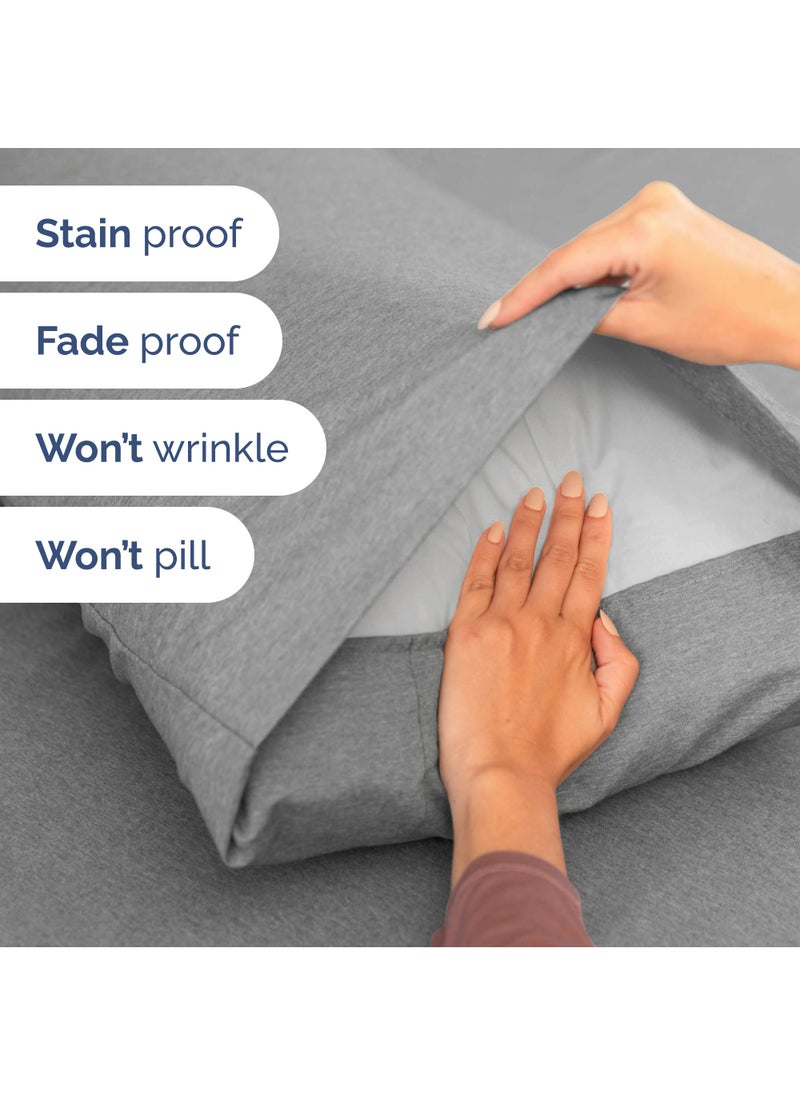 Extra Deep Split King Sheet Set - 7 Piece Breathable & Cooling Sheets - Hotel Luxury Bed Sheets Set - Easy Fit - Soft  Wrinkle Free & Comfy Sheets Set - Heathered Grey Sheet Set w/Extra Deep Pockets
