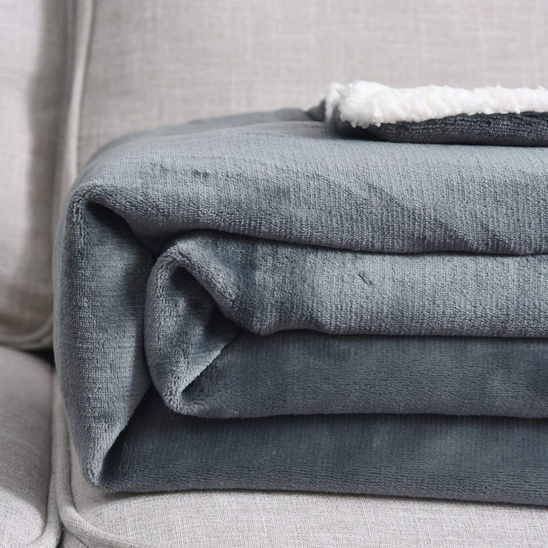 NANPIPER Sherpa Blanket Twin Warm Bed Blanket for Winter Cozy Soft Fuzzy Couch Throw Flannel Fleece/Wool Like Reversible Plush Blanket (Grey Twin Size 60"x80") - Image 5
