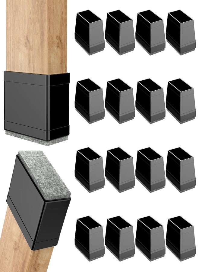 CHWM Rectangle Chair Leg Protectors for Hardwood Floors,16 PCS Silicone Covers to Protect Wood Tile Floors Felt Pads Furniture Leg Caps Reduce Noise. Easy to Move. (Black, (0.75 x 1,Rectangular) - Image 1
