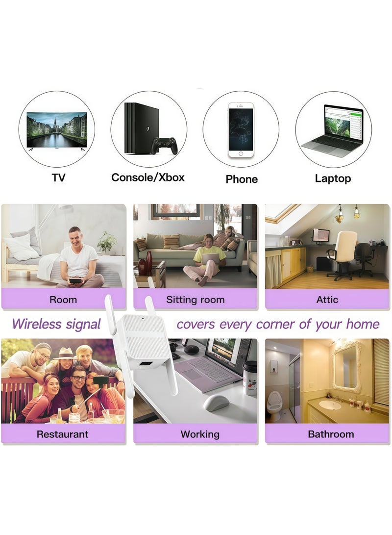 AURIEL 1500Mbps WiFi 6 Wireless WiFi Repeater, Dual Band 2.4GHz/5GHz 802.11Ax Wireless WiFi Extender, 4 Antenna Wireless Signal Booster, Network Amplifier, 360° Full Coverage - Image 3