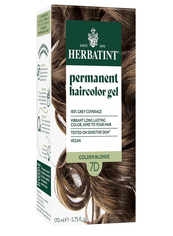 Herbatint Permanent Haircolor Gel, 7D Golden Blonde, Alcohol Free, Vegan, 100% Grey Coverage - 4.56 oz - Image 1