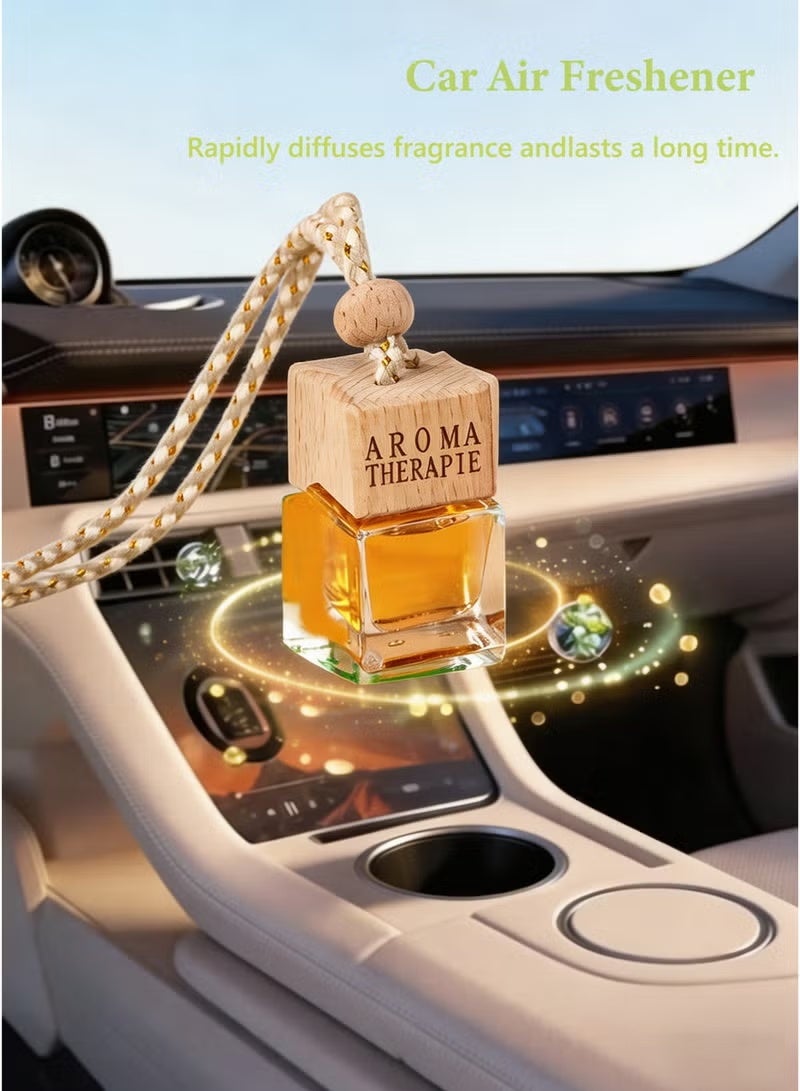 ايكوي معطر سيارة معلق 10 مل برائحة البرتقال، عطر سيارة بتصميم أنيق مع غطاء خشبي وحبل تعليق، معطر هواء للسيارة وزينة مدمجة للمرآة الداخلية ومقصورة السيارة - Image 1