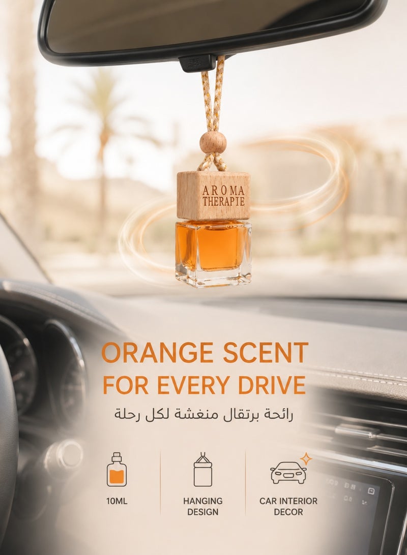 ايكوي معطر سيارة معلق 10 مل برائحة البرتقال، عطر سيارة بتصميم أنيق مع غطاء خشبي وحبل تعليق، معطر هواء للسيارة وزينة مدمجة للمرآة الداخلية ومقصورة السيارة - Image 2