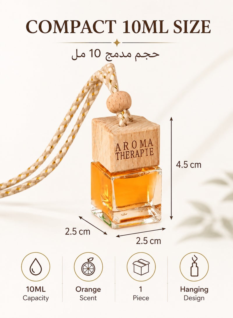 ايكوي معطر سيارة معلق 10 مل برائحة البرتقال، عطر سيارة بتصميم أنيق مع غطاء خشبي وحبل تعليق، معطر هواء للسيارة وزينة مدمجة للمرآة الداخلية ومقصورة السيارة - Image 5