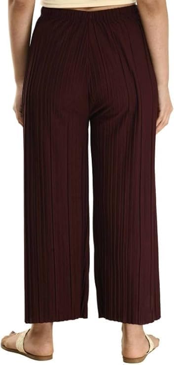 KBNBJ Women's Lycra Palazzo Pants, Stretchable & Comfortable, Free Size (in, Alpha, XL, Regular, Brown/Grey) - Image 2
