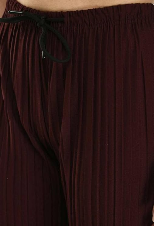 KBNBJ Women's Lycra Palazzo Pants, Stretchable & Comfortable, Free Size (in, Alpha, XL, Regular, Brown/Grey) - Image 4
