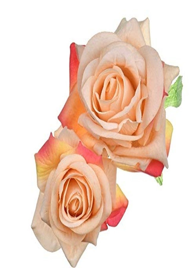 SENYAZON Ladies Handmade Flannel Elegant Pink Red Rose Hairpin Hair Clips Bridesmaid Head Piece Bridal Flower Hiar Clip (BEIGE) - Image 4