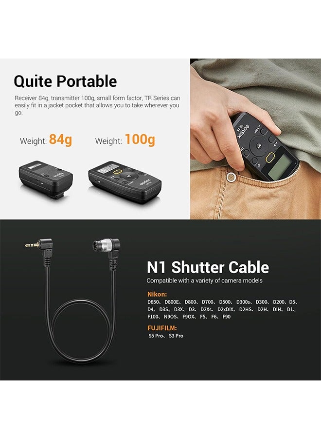 Godox TR-N1TR-N3  Remote Shutter Release for Nikon, Wireless Shutter Release Intervalometer Compatible for Nikon Z9 Z7 Z6 Z5 D850 D800 D750 D610 F90 D7200 D7100 D5600 D3300 D90 - Image 4