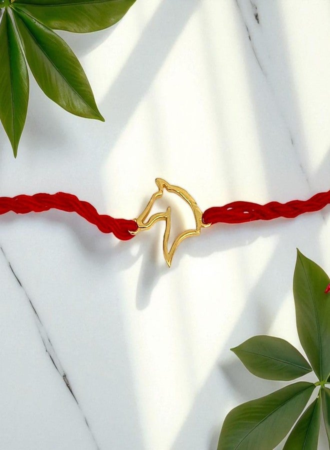 LBV 925 Silver Gold Plated Horse Rakhi For Brothers | Kids | Toddlers | Raksha Bandhan Rakhi/Bracelet | Handcraft | Handmade | Modern Twist | Traditional Desighner Rakhis For Gift | With Bottle of Ganga jal-Roli-Chawal - Image 4