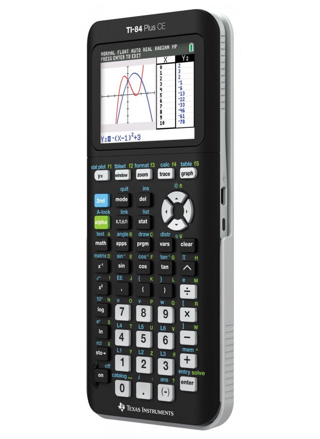 TEXAS INSTRUMENTS - Texas Instruments TI-84 PLUS CE Graphing Calculator, Black (Frustration-Free Packaging) (84PLCE/PWB/2L1/A) - Image 1