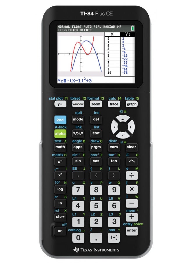 TEXAS INSTRUMENTS - Texas Instruments TI-84 PLUS CE Graphing Calculator, Black (Frustration-Free Packaging) (84PLCE/PWB/2L1/A) - Image 1