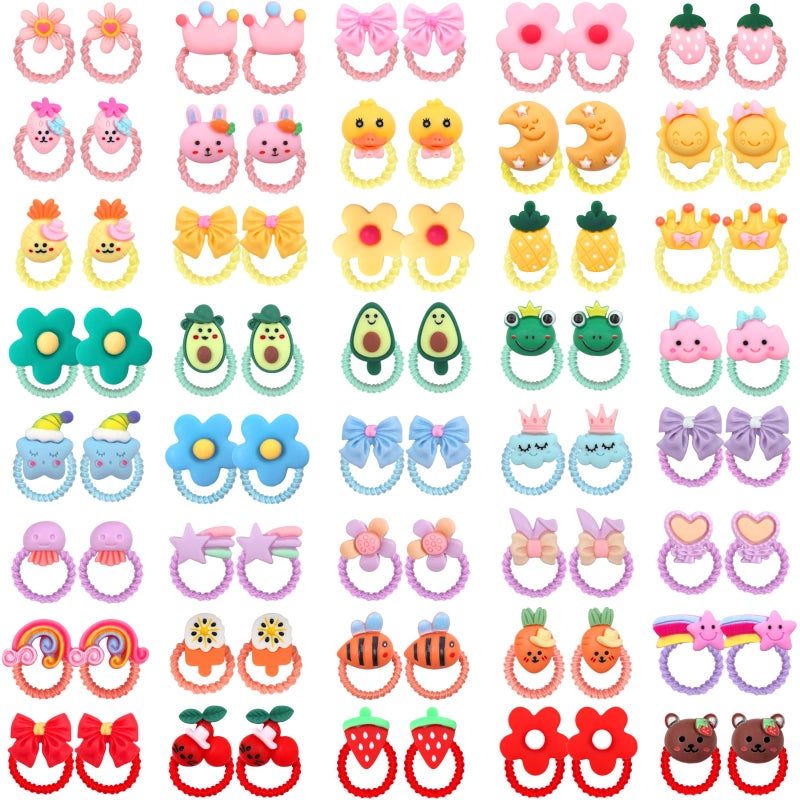 WillingTee 80Pcs Baby Hair Ties for Girls,Cute Small Hair Ties for Thin Hair,40 Pairs Ponytail Holders Elastic Hair Rubber Bands Hair Accessories for baby girls infant toddler kids - Image 2