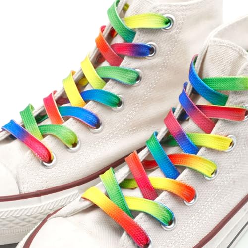 DANHUA Colorful Flat Shoe Laces: 2 Pair 39Inch Gradient Rainbow Printed Shoelaces for Sneakers - Image 3