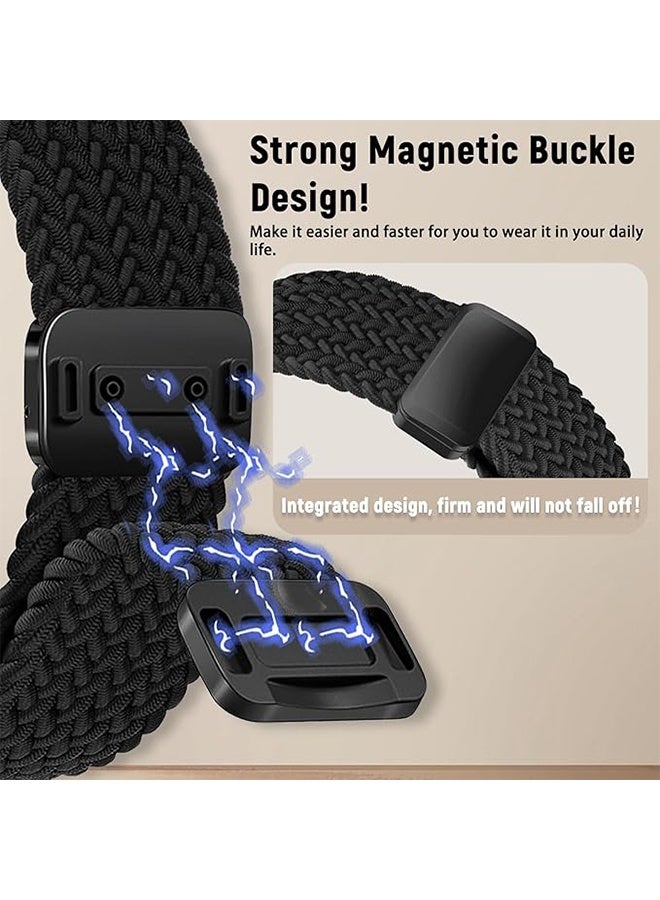 2Pcs Galaxy Watch Ultra Strap Suitable for Samsung Galaxy Watch Ultra 47mm Adjustable Woven Nylon Strap(Black & Beige) - Image 3