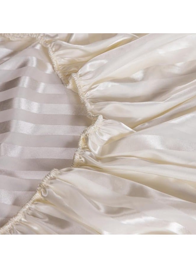 كيو بيد طقم ملاية مقلم بأستك مكون من 3 قطع للفنادق و المنازل و القري السياحية بيج - Image 5