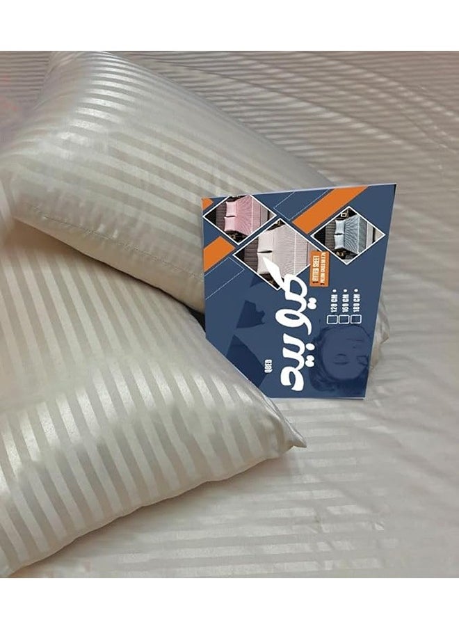 QBED Striped Fitted Sheet Set of 3 for Hotels Homes Touristic Village Beige  - Image 2