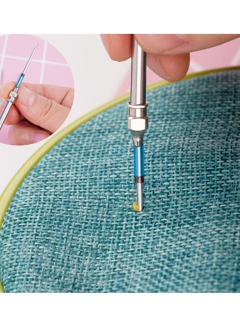 Punch Needle Set, 15 Pcs Embroidery Stitching Poking Cross Stitch Tools Knitting Art Handmaking Sewing Needles with 4 Colors Thread - Image 4