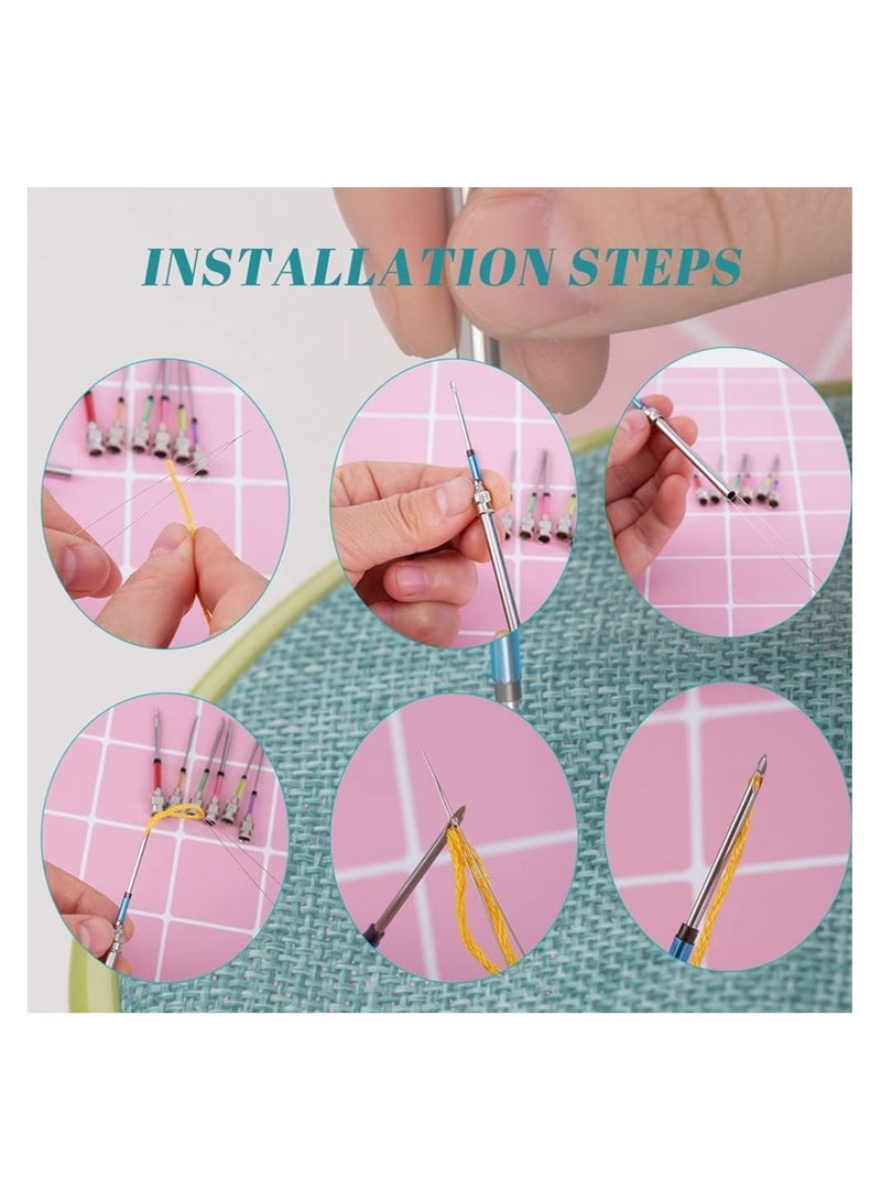Punch Needle Set, 15 Pcs Embroidery Stitching Poking Cross Stitch Tools Knitting Art Handmaking Sewing Needles with 4 Colors Thread - Image 3