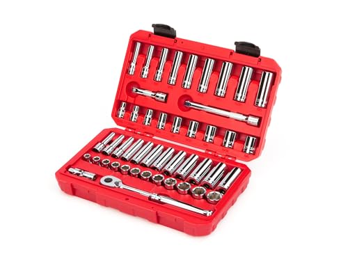 TEKTON 3/8 Inch Drive 6-Point Socket and Ratchet Set, 46-Piece (5/16-3/4 in., 8-19 mm) | SKT15301 - Image 2