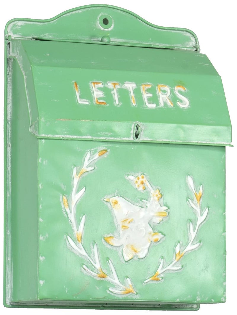 Red Co. Red Co 105 x 15 Farmhouse Letters Embossed Metal WallMount Mailbox Distressed Mint Green 