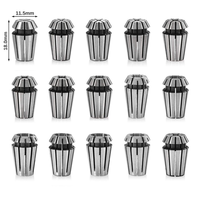 Genmitsu 15PCS ER11 Precision Spring Collet Set for CNC Engraving Milling Lathe Chuck Tool, 1.0mm-7.0mm & 1/4", 1/8" - Image 4