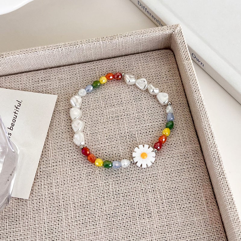 Summer 2024 Daisy Pearl Necklace Fashion B Rainbow Bracelet