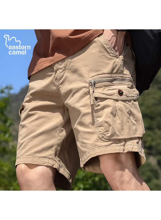Eastern Camel سراويل عمل عادية للرجال سراويل رجالية ربيعية وصيفية متوسطة الطول رفيعة ذات جيوب كبيرة بني فاتح 34 - Image 1